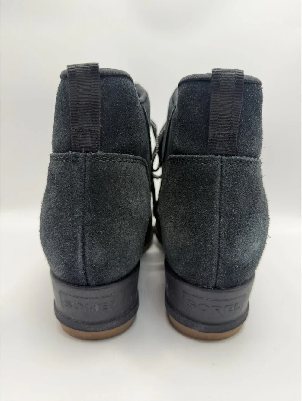SOREL Evie Sport Lace Wedge Black Suede Ankle Boot Bootie Women Sz 10 NWOB